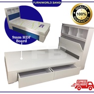 Storage Solid Wooden Single/Super Single Bed 9mm HDF board Katil Storage and drawers Tilam