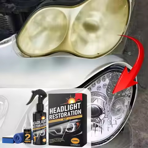 2-Step Car Headlight Restoration Kit Auto Headlight Cleaner Polish Spray Remove Yellowing & Oxidatio