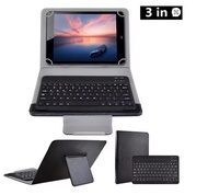 Keyboard Bluetooth nirkabel untuk tablet dengan casing pelindung kulit PU dan penyangga cocok untuk 