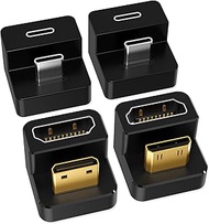 AGVEE 180 Degree Angled USB-C to USB-C Adapter and 2 Direction U-Shaped Mini HDMI to HDMI Converters