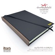 สมุดโน๊ตทำมือ ขนาด A5  รหัส (HC-A5B-BR) (พิมพ์ชื่อฟรี) สมุดปกแข็ง แบบทูโทน เนื้อใน แบบไม่มีเส้นเป็นก