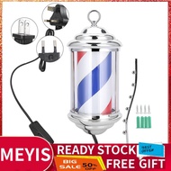 Meyishop 28cm Barber Shop Pole Rotating Lighting Red White Blue Stripe Light Stripes Sign Hair Wall Hanging LED Downlights