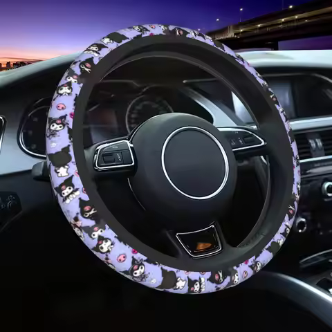 Kuromi Car Steering Wheel Cover 37-38 Universal Cute Cartoon Elastische Car-styling Car Accessories