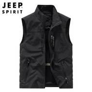 JEEP SPIRIT เสื้อกั๊กผู้ชายแบบหลายกระเป๋าเสื้อแจ็คเก็ตทหารเสื้อกั๊กกีฬาลำลองกลางแจ้งวัยรุ่น