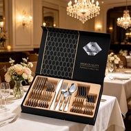 24 Pcs Cutlery Set Dinner Spoon Fork Set Sudu Garfu Set Hadiah Kahwin untuk Pengantin Baru Hadiah Ka