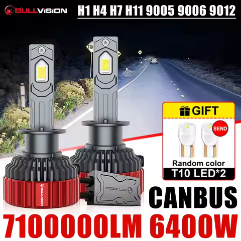BULLVISION H7 H11 H4 LED Headlight 6400W Canbus T10 H8 H9 H1 HB3 9005 HB4 9006 9012 HIR2 9980 CSP Co