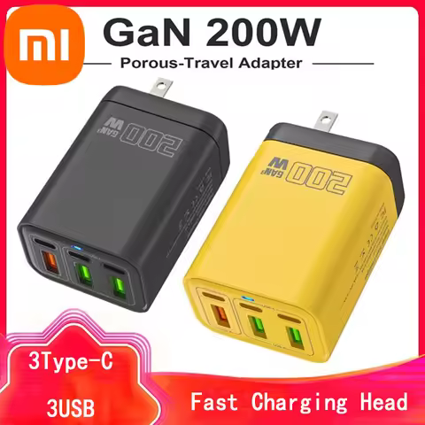 Xiaomi 200W Mobile Phone Charger 6Ports 3Type C+3USB Multi Port Charger 5V2.4A Power Adapter QC3.0 F