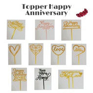 1PCS Cake Topper Happy Anniversary Happy Birthday Mom & I Love U Dad [READY STOCK]
