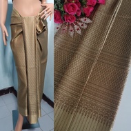 PV02028 ผ้าถุง สีน้ำตาลทอง ผ้าแพรวาผ้าไทย ผ้าไหมสังเคราะห์ ผ้าไหม ผ้าไหมทอลาย ผ้าถุง ผ้าซิ่น ของรับไหว้