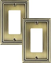 2-Pack Decorator Outlet Cover Plate, Decorative Switch Plates and Outlet Covers, Antique Brass Metal