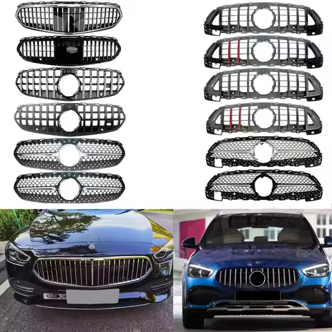 GT Look Front Racing Kidney Radiator Grilles For Mercedes-Benz W206 C206 C200 C220 C300 C350 C43 AMG