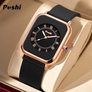 POSHI Women Fashion Watches Smart Digital Watch Women Waterproof Sale Now Korean Style Quartz Movement Square Rubber Ladies Watches on Sale Original relos for Womens