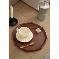 Octagonal powder wood plate tray, vintage style design, homestay airbnb home decoration