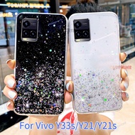 Glitter Sequin Phone Case For Vivo T1x Y33s Y21 Y21s Clear Gradient Fundas Silicone Shell VivoY33s Y