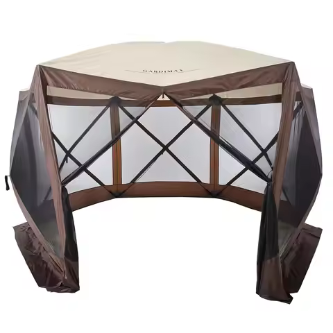Pop Up Gazebo Screen House Tent for Camping, 12'x12' 6 Sided Instant Canopy Shelter Gazebo Screen Ho