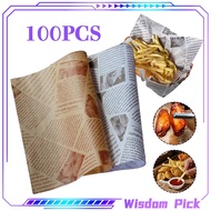 100pcs Fried Food Wax Paper Oil Absorption Burger Paper Dessert Wrapping Paper Disposable 15x15cm