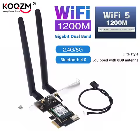 WiFi 5 PCI-E Wireless Adapter AC1200 Network Card Dual Band 2.4G/5GHz 802.11AC For Bluetooth 4.0 Des