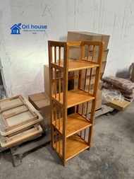 [HCM]Kệ sách ngang gỗ cao su ngang 40cm 4 tầng - giá sách gỗ cao su 4 tầng lắp ráp chắc chắn tiện dụ