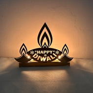 Happy Diwali Iron Projection Night Light Deepavali Candlesticks Diwali Decoration Diya Design Bedroom Bar Ornament NEW