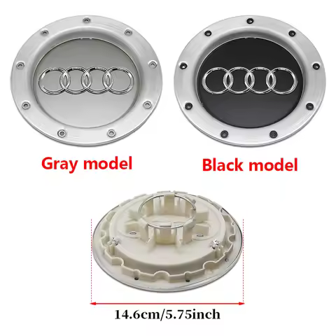 ABS 14.6CM 9 Hole Black Gray Hub Cap For Audi TT A2 A3 A8 S6 Q7 RS6 Badge Logo Hub Cap Accessories C
