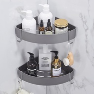 ♛♛ Gun Grey Aluminum Bathroom Hardware Corner Shelf With Hook Shower Gel Rack Shampoo Caddy Holder Wall Mounted Nail Punched Basket