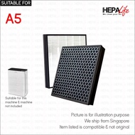 A5 Compatible Replacement Hepa Carbon Filter - Hepalife