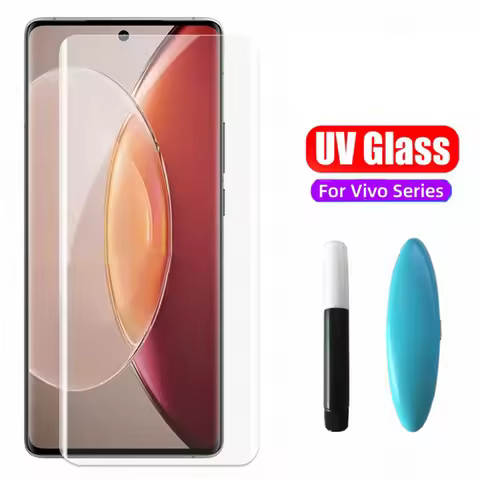 3D Curved Quality Full Glue UV Tempered Glass For Vivo X50 X70 X60 Pro Plus Screen Protector For Viv