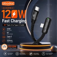 🔥【READY STOCK】Abodos AS-DS3019C-C 120W PD Fast Charging Cable | 90° Elbow Type-C to Type-C | 1.2M US