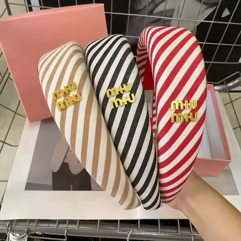 New Sponge Thickened High Skull Top Hair Clip Fashion Stripe Letter Headband for Women, Versatile MI