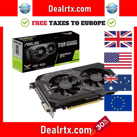 2024 Used ASUS TUF GTX 1660 Ti 1660Ti 1660S 6GB GAMING Video Cards GTX1660Ti GTX1660 Super GPU Graph