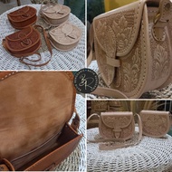 Tas Kulit Sapi 100 Model Vintage Kulit Dipahat Model Slingbag