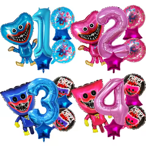 Game Poppys Playtime Number 1-10 Balloons New Kids Cute Huggy Wuggy Birthday Decoration Baby Shower 