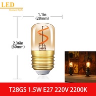 Genixgreen หลอดไฟเอดิสัน LED ท่อ B22 E27 E14 E12 0.6W 1W 1.5W 2W 4W โคมไฟเกลือหิมาลายันย้อนยุคหลอดไฟไฟกลางคืนขนาดเล็กหลอดไฟสีขาวอุ่นหลอดไฟ LED ประหยัดพลังงาน90%