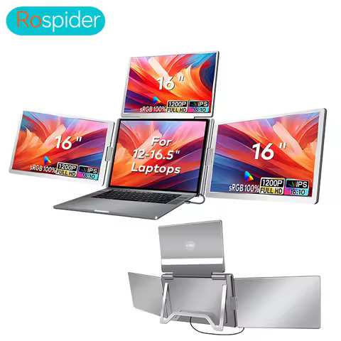Triple Screen Portable LCD Backlit Monitor FHD Display Secondary Screen Connected to Notebook with 1