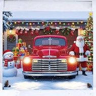 Garage Door Christmas Decorations: 7x8ft Santa Claus & Vintage Car Holiday Door Cover Banner Large C