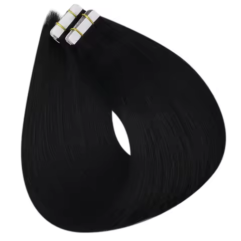Full Shine Tape in Hair Extensions Human Hair Color 1 Jet Black Fashion Extension 20Pcs 50G Add Leng