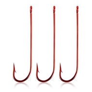 50/100pcs Aberdeen Hook Extra Long Shank Hook Red Fishing Hooks Offset Freshwater Live Bait Hooks Ca