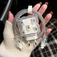 20W Black Bow Bear Cartoon Charging Cable Decoration Set Head Case 5-Piece Protective For Iphone App