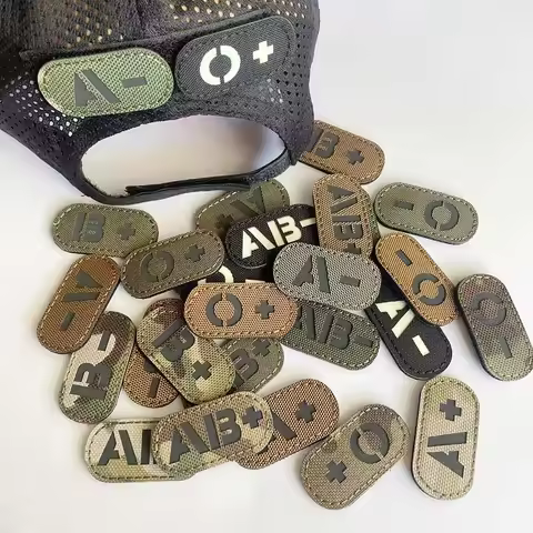 5*2.5CM IR Reflection Blood Type A B AB O POS NEG Embleem Hook and Loop Patches,Tactical Badges Clot