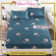 YH Cartoon Bedsheets / Bed Sheets / Single Zip Fitted 芦荟棉床单 / 拉链床单 Cadar Tilam / Berzip : Teddy Bear