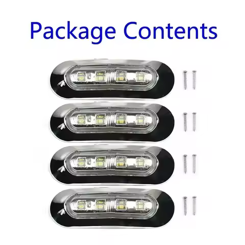 2pair Marine Boat LED Courtesy Lights Cabin Deck Walkway Boat Navigation Lights White 3.7" Sealed Wa