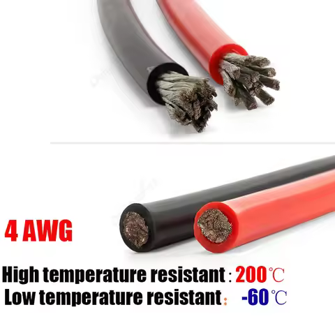 4awg Silicone Cable 4AWG Soft Heat Resistant Electrical Wire 1m 2m 3m 4m 5m for Solar Panel Printer 