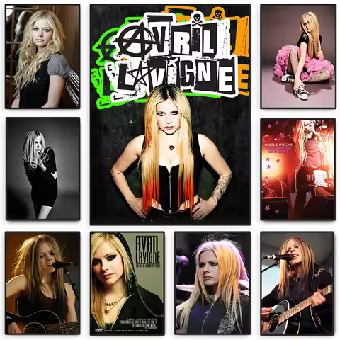 Famous Pop Rock Singer Avril Lavigne Fashion Poster Canvas Painting and Print Wall Art Classic Retro