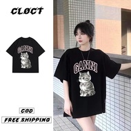 I007941 - Oversized Ganni Cat Print T-Shirt | Ready Stock