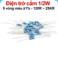 [Wholesale combo] (100 pieces) Plug-in resistor 1/2W 5 color rings ±1% - value 120R to 25KR