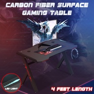 (4 FEETS) SOKANO Gaming Table GT001 (WITH LED LIGHT) Carbon Fiber Surface Ergonomic Design Stylish Computer Gaming Desk / Computer PC Desk Table / Gaming Table / Meja Gaming / Desktop table