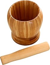 Mantouxixi Wood Mortar and Pestle Bamboo Guacamole Bowl Shell Garlic Mortar Pepper Press Mincer Grinder Chopper Crusher Molcajete Mixed Kitchen Tool - Medium