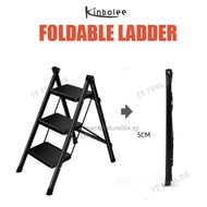 Kinbolee Step Ladder 2 And 3 Steps Black Foldable Step Ladder Ladders d12