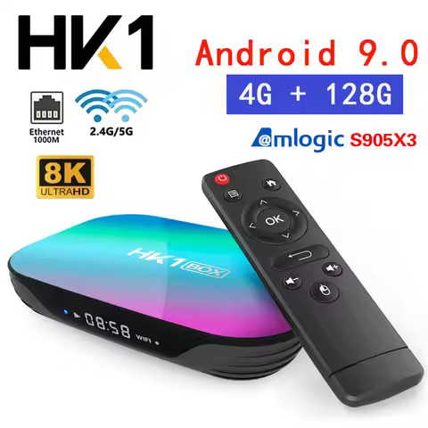 HK1 BOX Amlogic S905X3 4G 64G 128G Smart TV BOX Android 9.0 1000M 2.4G&5G Dual Wifi 3D BT 8K 4K Medi