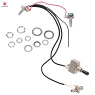 Guitar Wiring Harness Prewired Two Pickup 500K Pots 3-Way Toggle Switch Silver